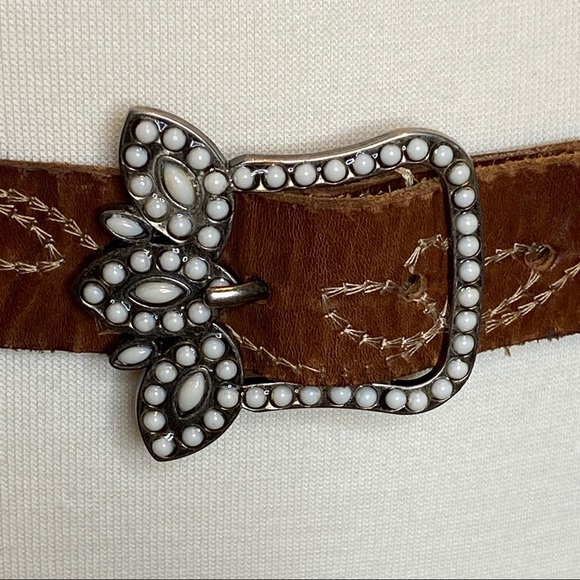 Linea Pelle Italian Leather Belt Embellish buckle - Picture 2 of 12